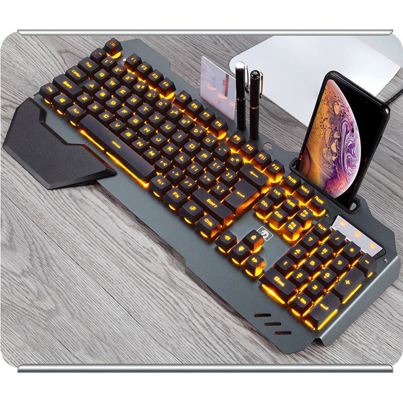 RGB Mechanical Gaming Keyboard – Precision & Performance with Phone Holder