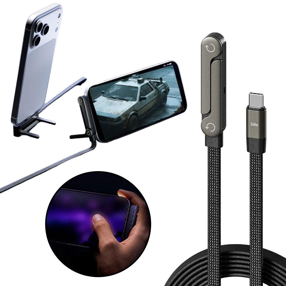 2-in-1 Fast Charging USB-C Cable with Foldable Stand