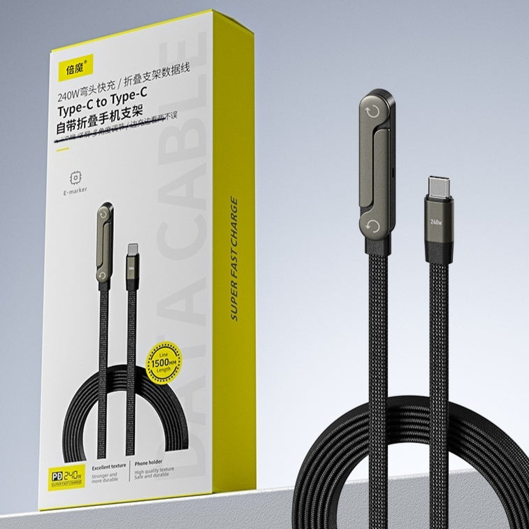2-in-1 Fast Charging USB-C Cable with Foldable Stand