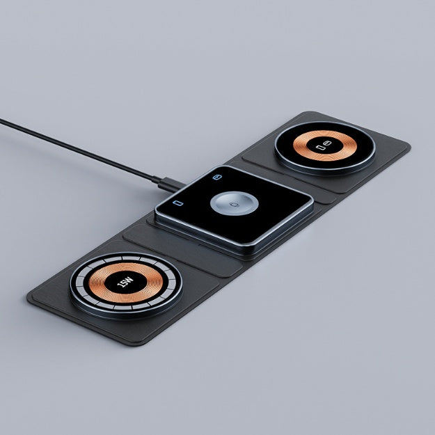 3-in-1 Magnetic Foldable Wireless Charger – Transparent Fast Charging for iPhone, Apple Watch & AirPods