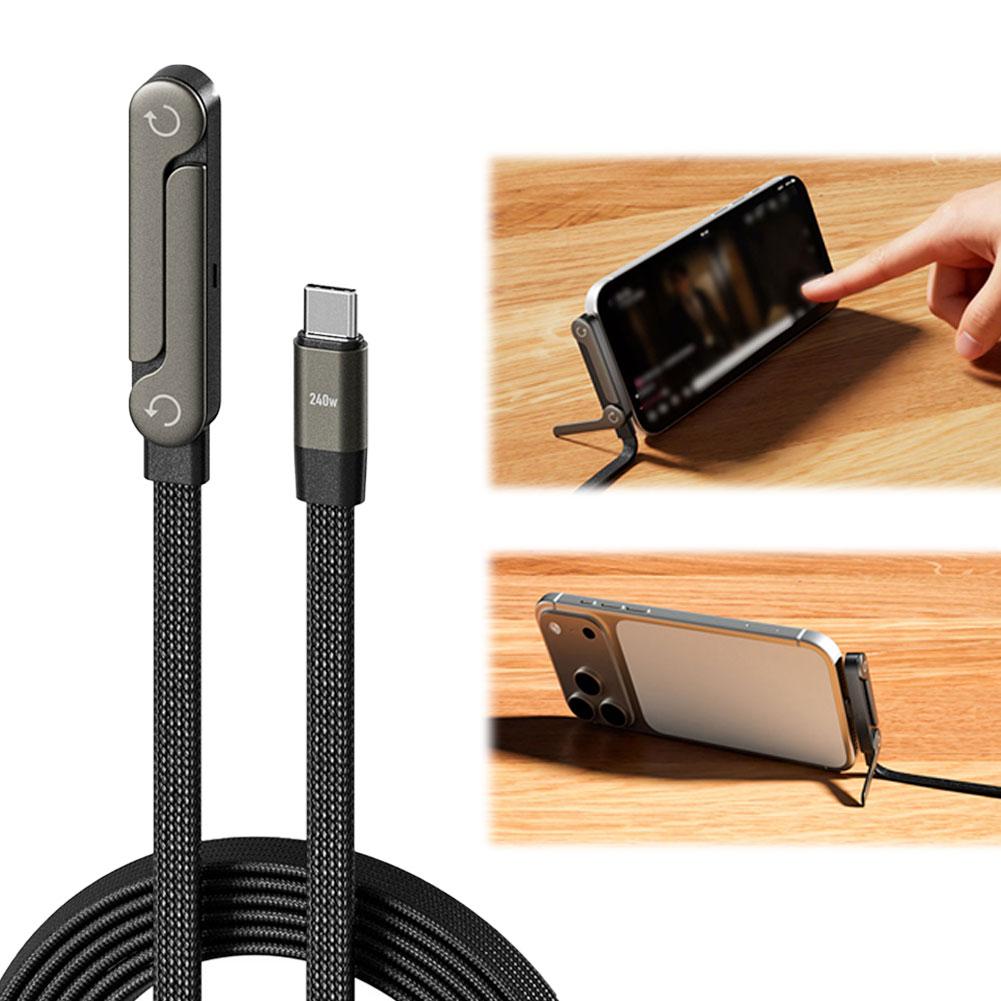 2-in-1 Fast Charging USB-C Cable with Foldable Stand